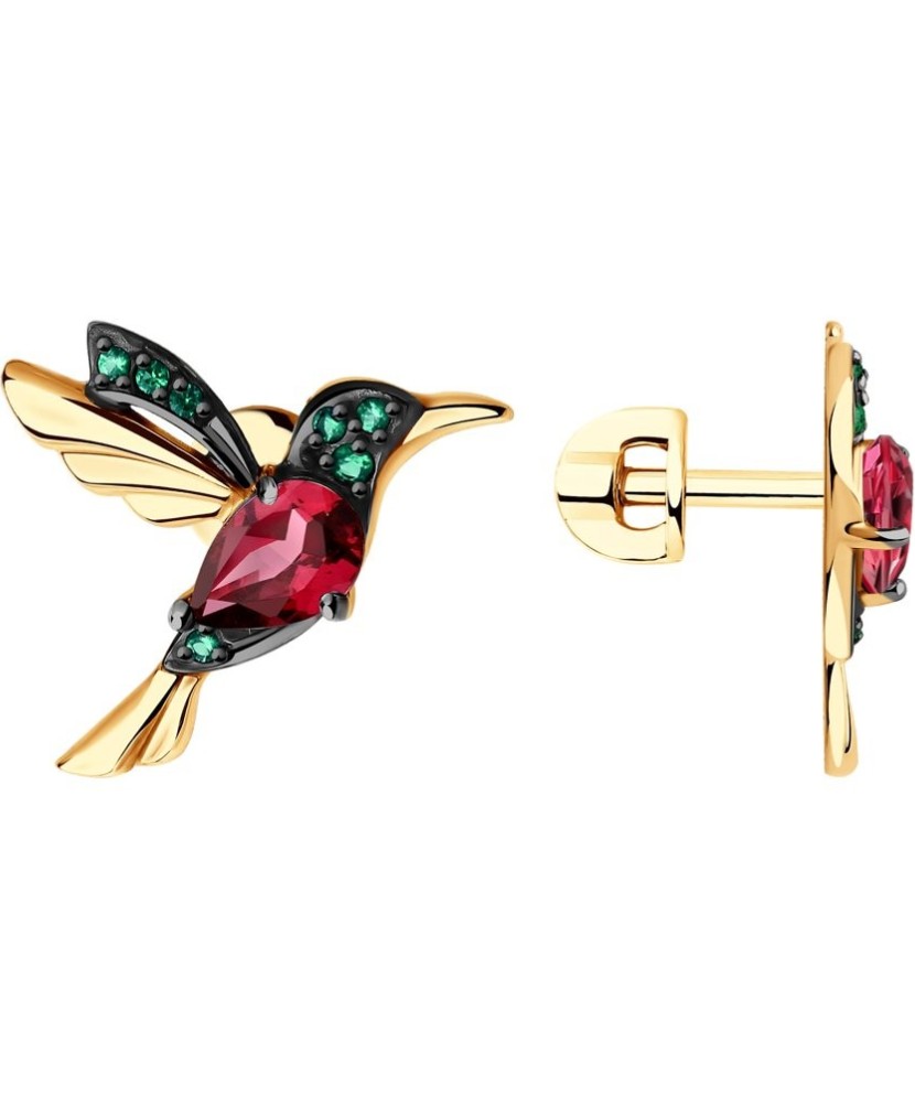 Zelta auskari ar rodolītu un cirkonijiem - Zelta Auskari - Goldinga