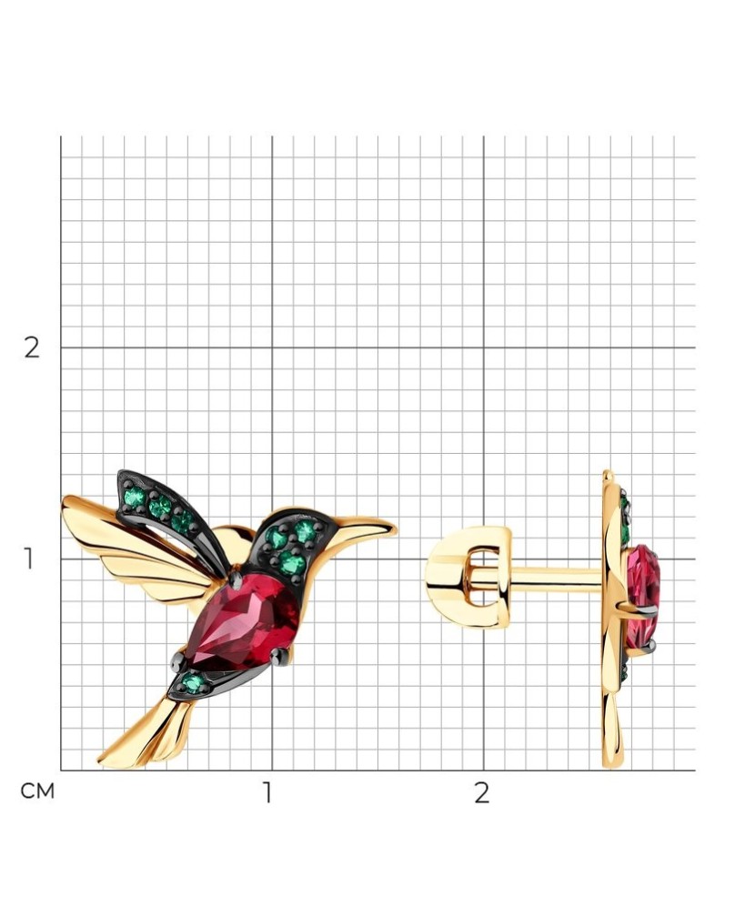 Zelta auskari ar rodolītu un cirkonijiem - Zelta Auskari - Goldinga