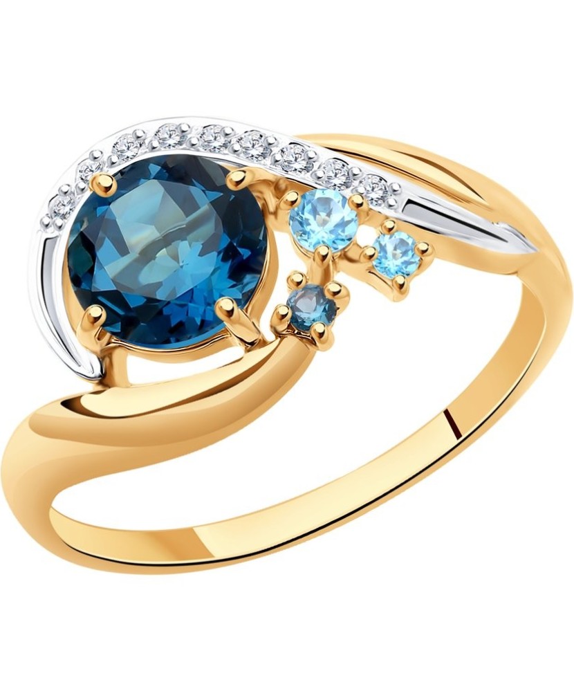 Zelta gredzens ar topāziem un cirkonijiem - Zelta Gredzeni - Goldinga