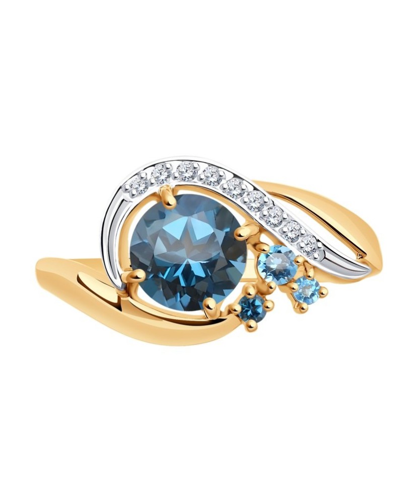 Auksinis žiedas su topazais ir cirkoniais - Auksiniai žiedai - Goldinga