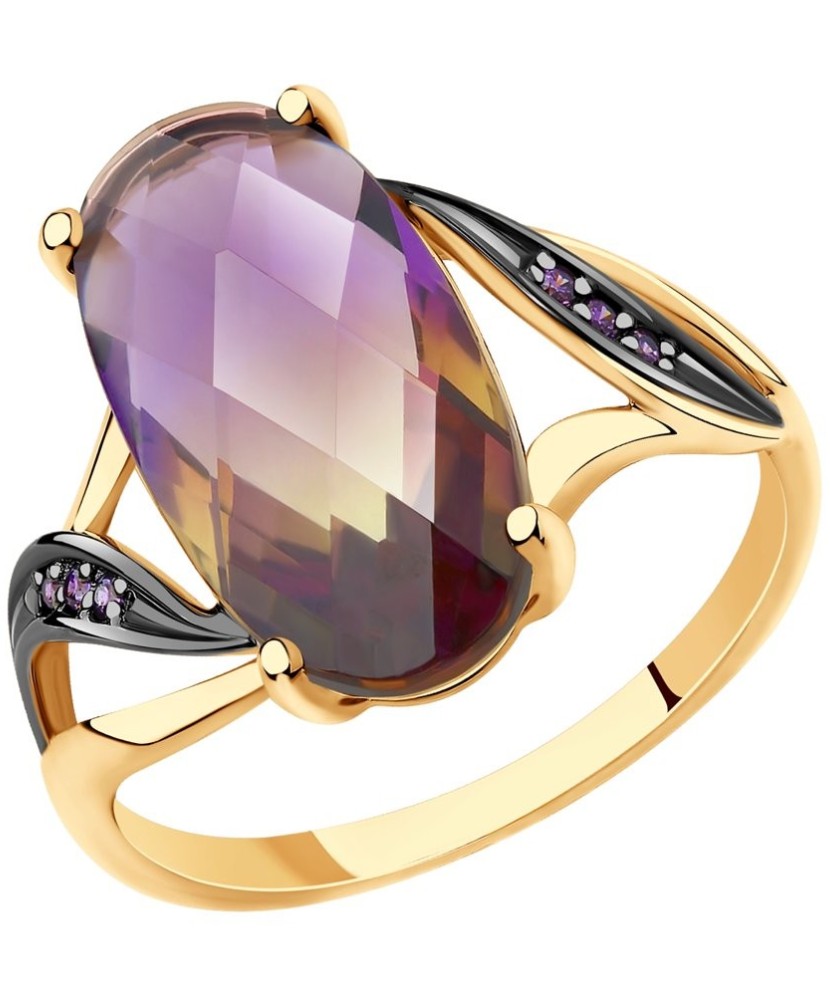 Zelta gredzens ar sitālu un cirkonijiem - Zelta Gredzeni - Goldinga