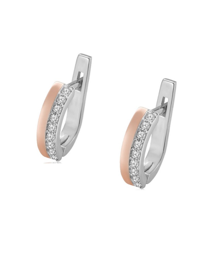 Sidabriniai auskarai su cirkoniais dengti auksu - Sidabriniai auskarai - Goldinga