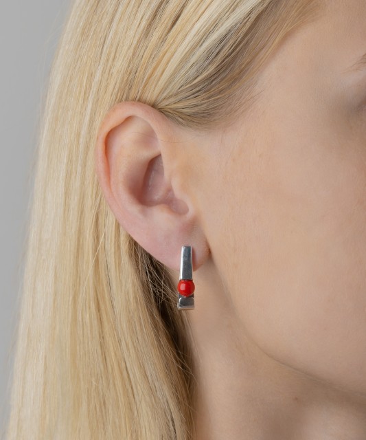 Серебряные серьги с кораллом