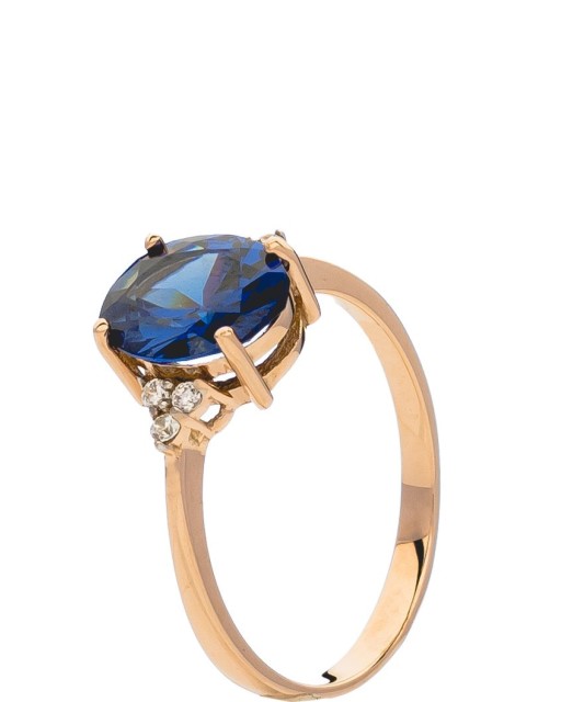 Zelta gredzens ar nano safīru un cirkonijiem - Zelta Gredzeni - Goldinga