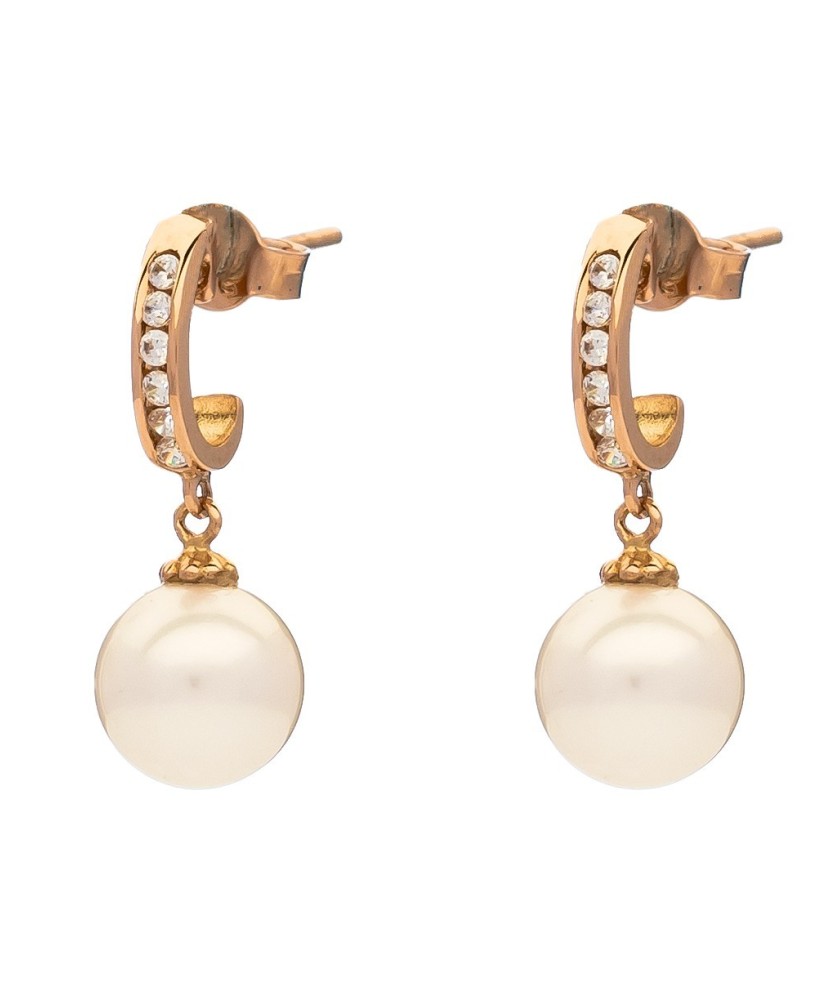 Золотые серьги с жемчугом и цирконами