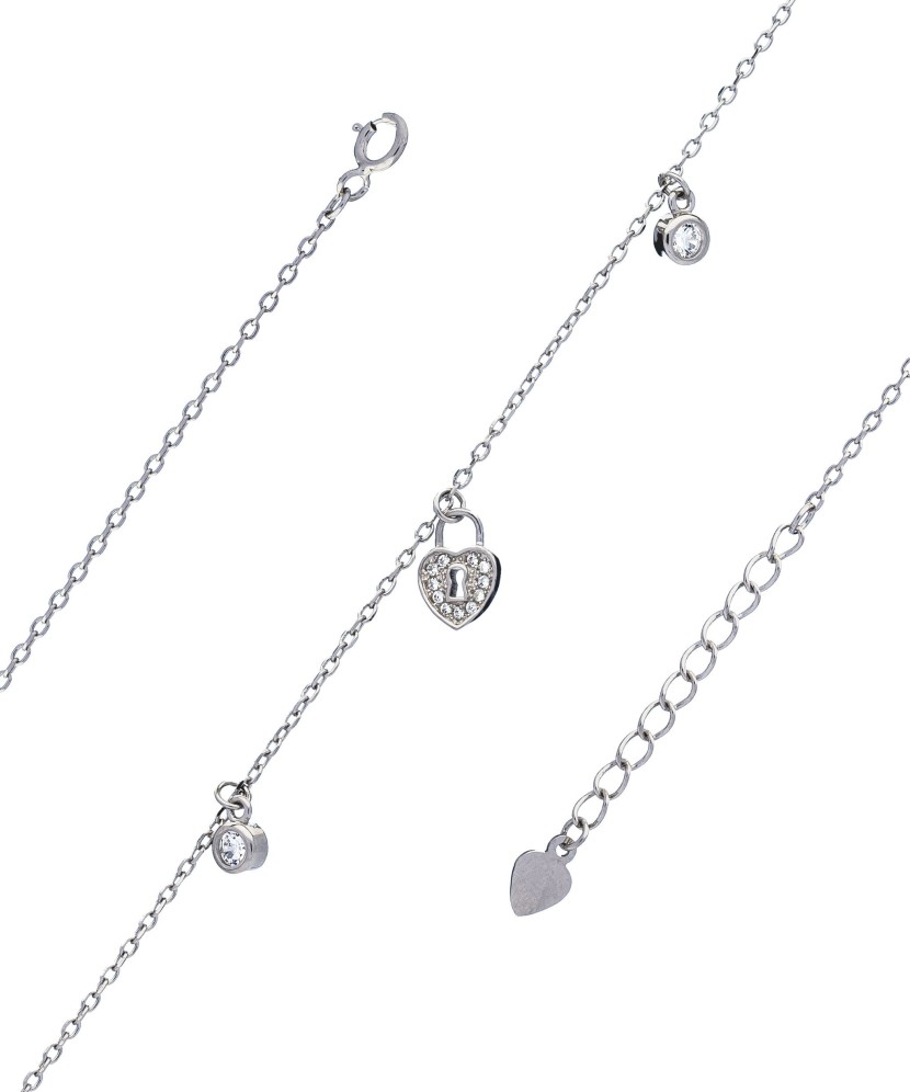 Sudraba ķēdīte ar cirkonijiem uz kājas - ķēdītes uz kājas - Goldinga