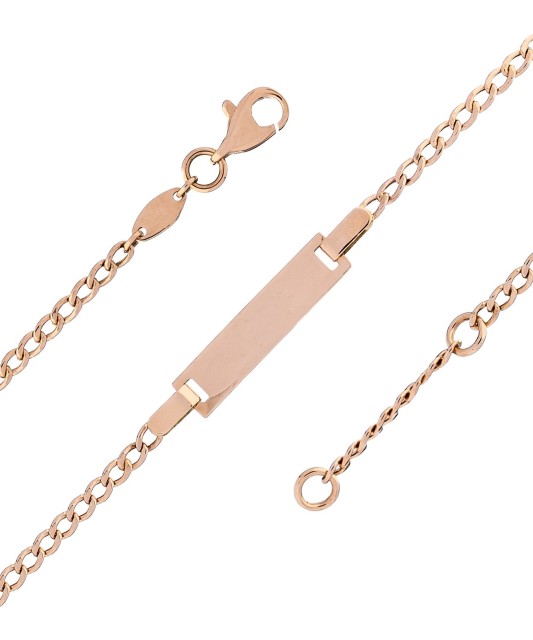 Золотой детский браслет с пластиной