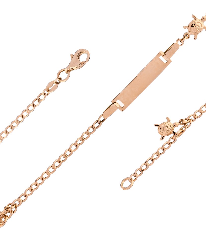 Золотой детский браслет с пластиной "Черепашка"