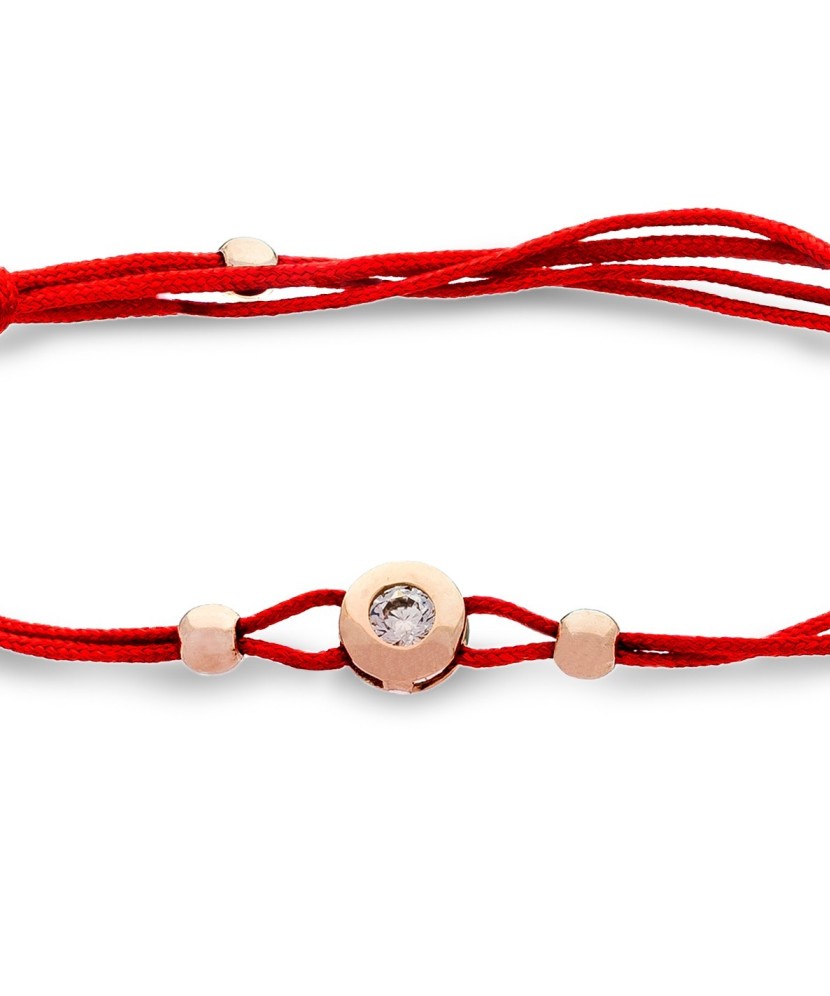 Raudono siūlo apyrankė su cirkonio pakabuku  - Goldinga