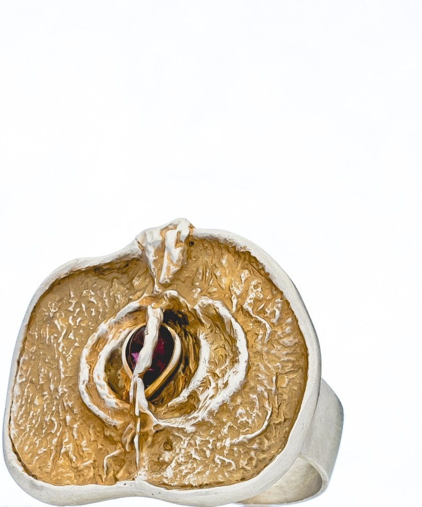 Sudraba gredzens ar granāta "Ābols" - Sidabriniai žiedai - Goldinga