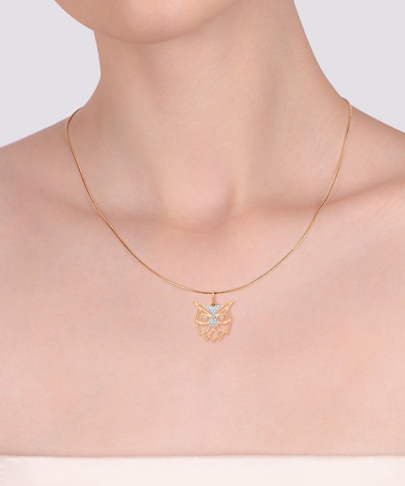 Auksinis pakabukas su cirkoniais "Pelėda" - Auksiniai pakabukai - Goldinga