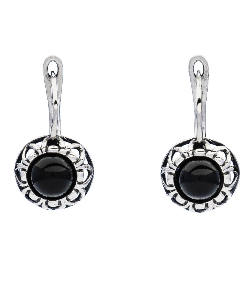 Sidabriniai auskarai su oniksu - Sidabriniai auskarai - Goldinga