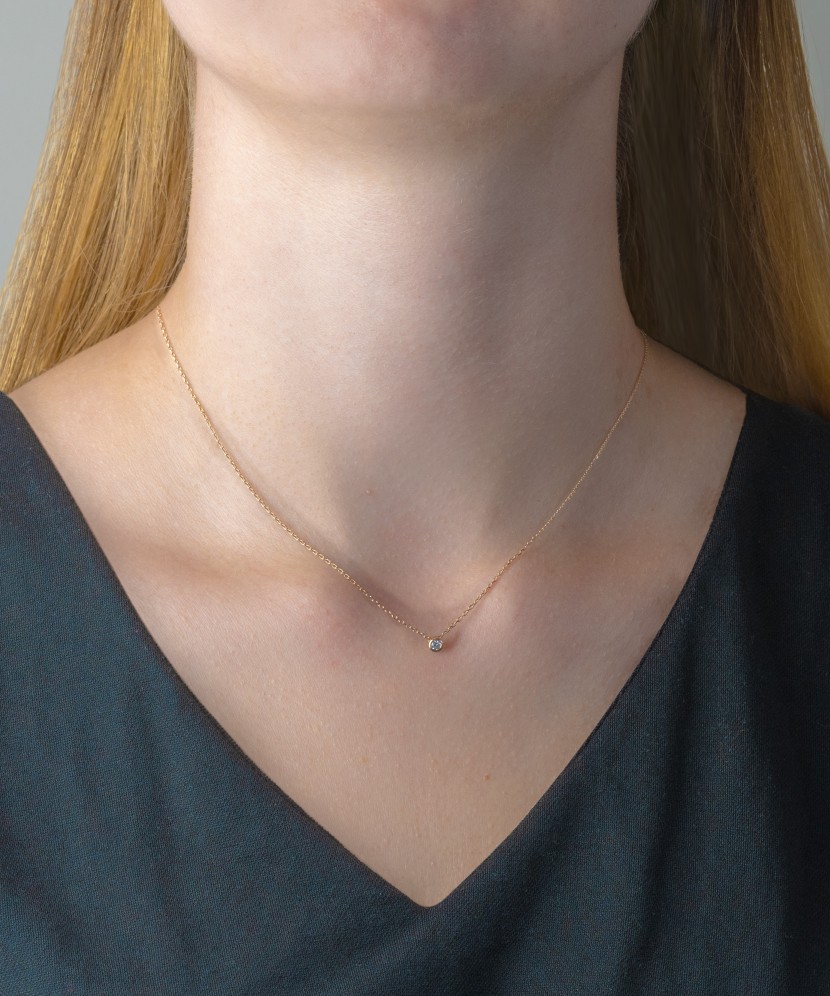 Zelta ķēdīte ar briljanta piekariņu - Zelta ķēdītes ar piekariņiem - Goldinga