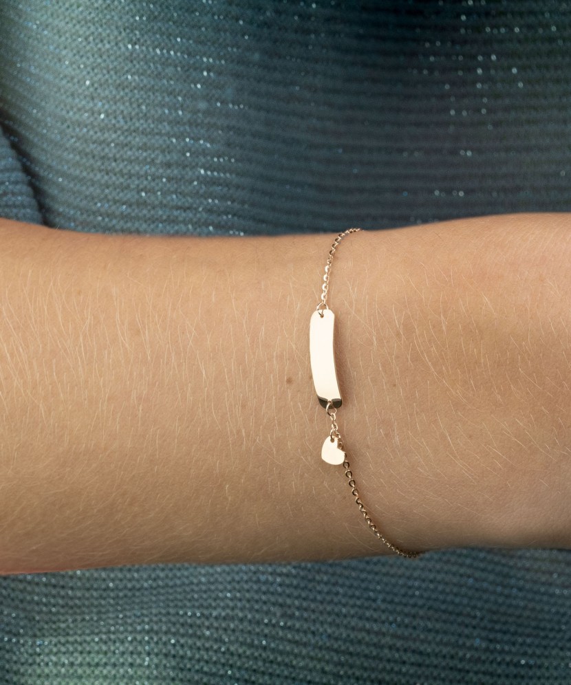 Zelta bērnu rokassprādze ar plāksnīti "Sirsniņa " - Zelta rokassprādzes - Goldinga