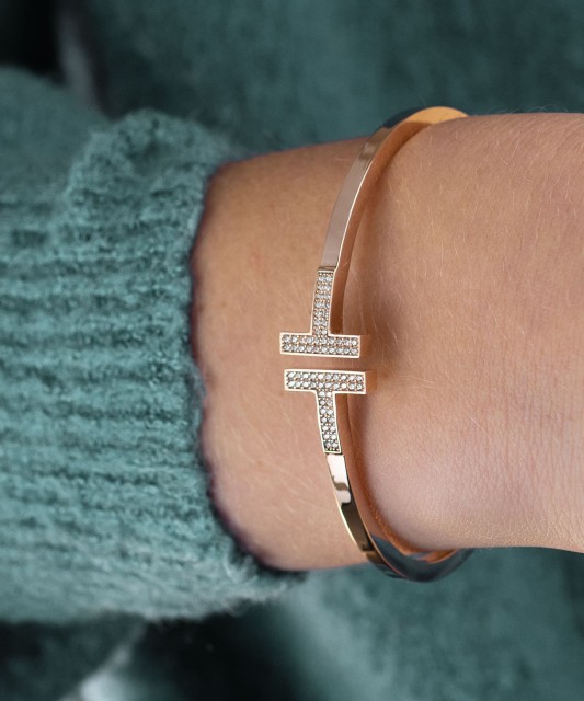 Zelta cieta rokassprādze ar cirkonijiem - Zelta rokassprādzes - Goldinga