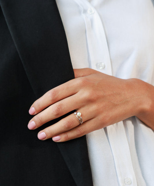 Sudraba gredzens ar pērli - Sidabriniai žiedai - Goldinga