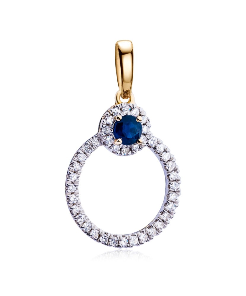 Dzeltena zelta kulons ar dimantiem un safīriem - Goldinga