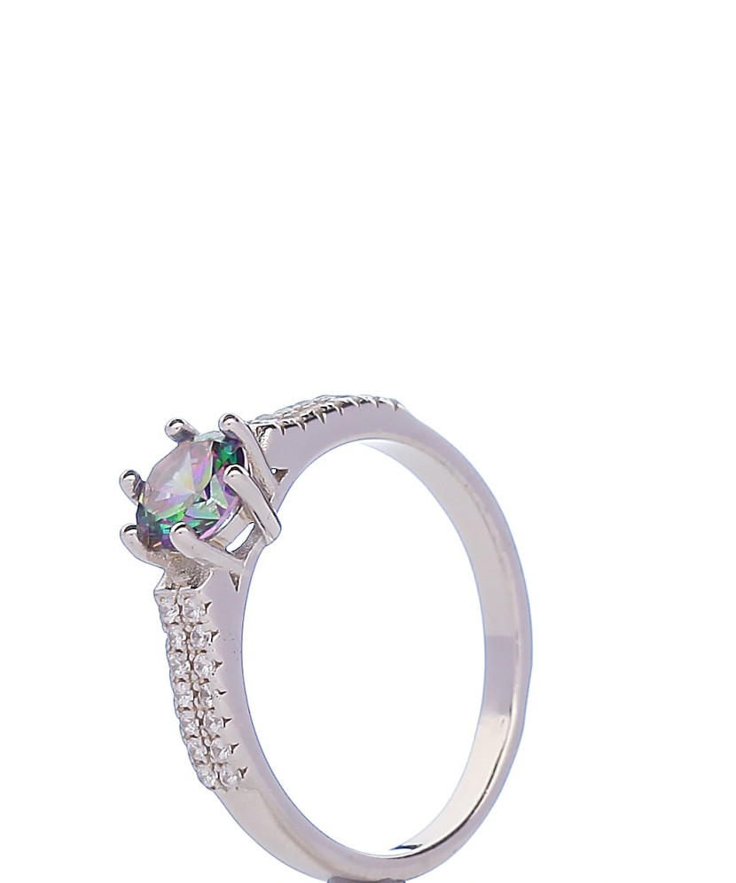 Sidabrinis žiedas su kristalu ir cirkoniais - Sidabriniai žiedai - Goldinga