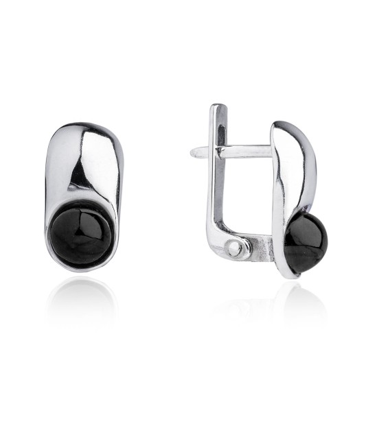 Серебряные серьги с ониксом