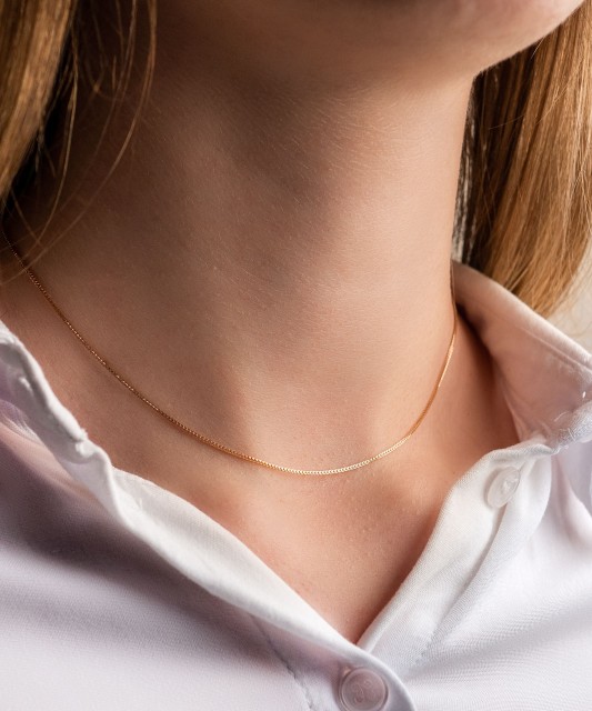 Zelta Viengabala Ķēdīte "Box" 0.9mm - Goldinga