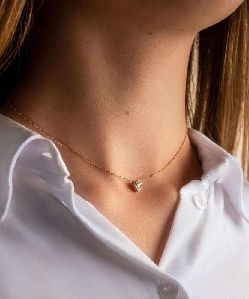 Zelta ķēdīte ar cirkonija piekariņu "Sirsniņa" - Goldinga