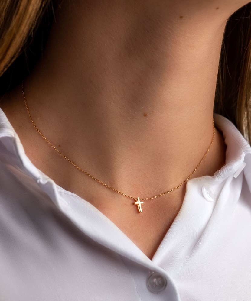 Золотая цепочка с подвеской "крест"