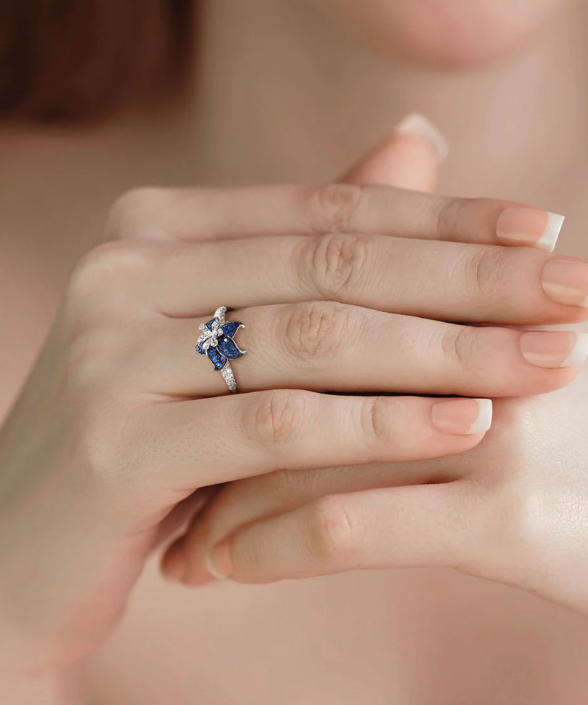 Sudraba gredzens ar cirkonijiem "Puķe" - Goldinga