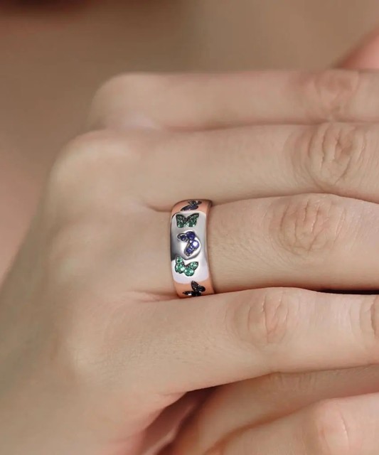 Sidabrinis žiedas su špineliais un nano safīrs - Goldinga