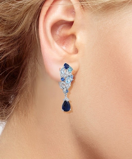 Sudraba auskari ar spineļiem un cirkoniem