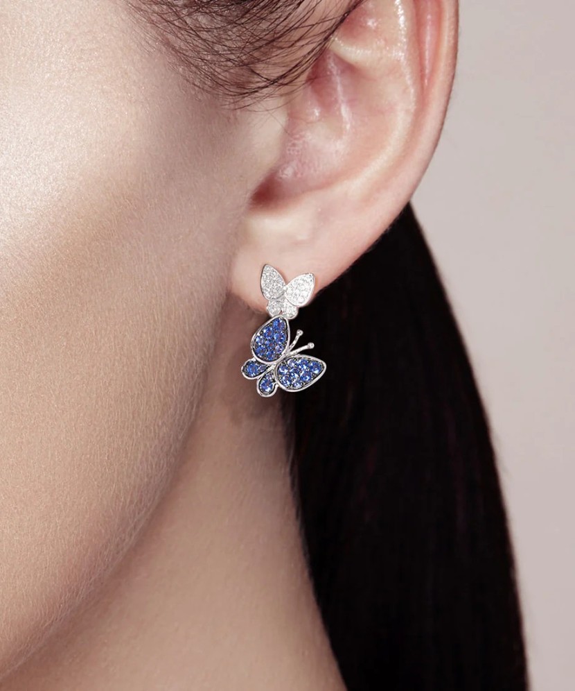 Sudraba auskari ar cirkoniem "Tauriņi" - Goldinga