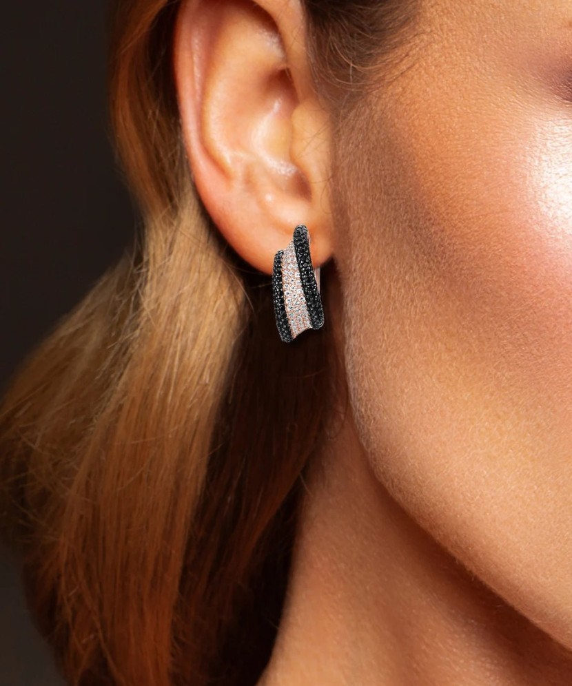 Apzeltīt sudraba auskari ar spineļiem un cirkoniem