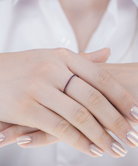 Серебряное кольцо с нано-рубинами