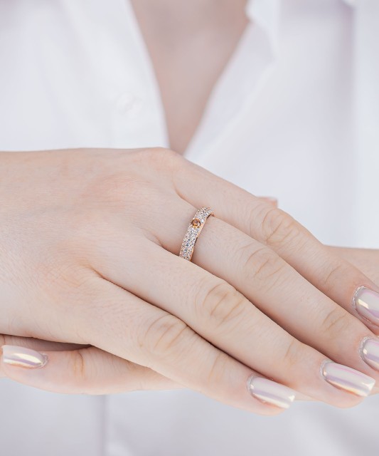 Кольцо из золочёного серебра с фианитами