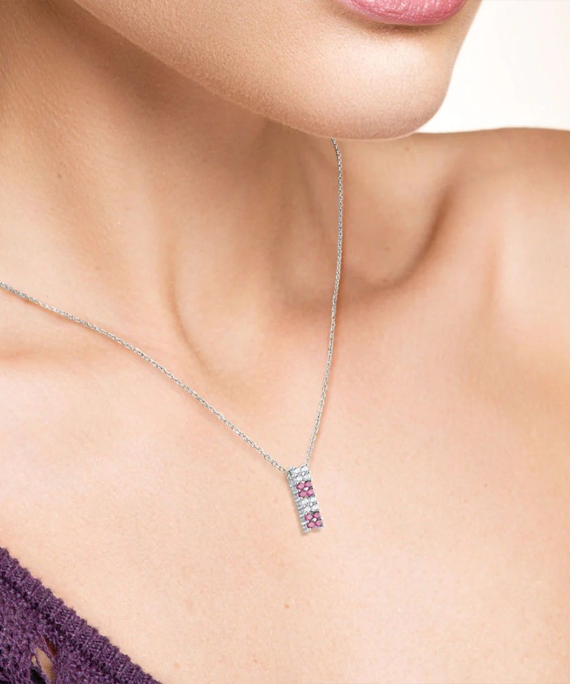 Sudraba kulons ar nano rubīniem un cirkoniem