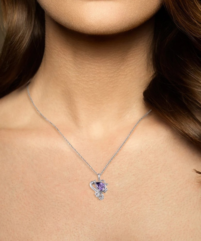 Подвеска из серебра с аметистом и фианитами