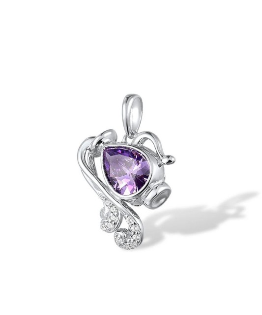 Sudraba kulons ar ametistu un cirkoniem