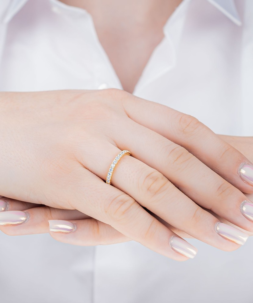 Apzeltīts sudraba gredzens ar cirkoniem - Goldinga