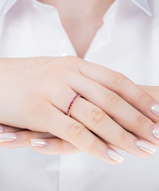 Apzeltīts Sudraba gredzens ar nano rubīniem - Goldinga