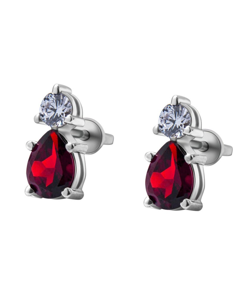 Sudraba auskari ar rubīnu un cirkoniju - zelta auskari ar dārgakmeņiem - Goldinga