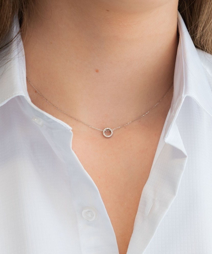 Baltā Zelta ķēdīte ar briljanta piekariņu - Goldinga