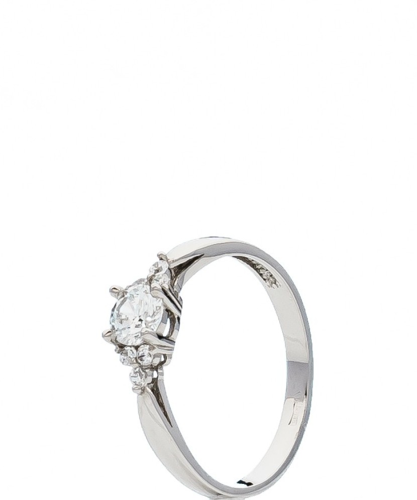 Balto aukso žiedas su cirkoniais - Auksiniai žiedai - Goldinga