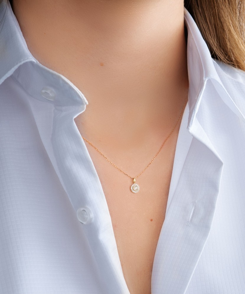 Dzeltena Zelta Kulons Ar Dimantiem - Goldinga