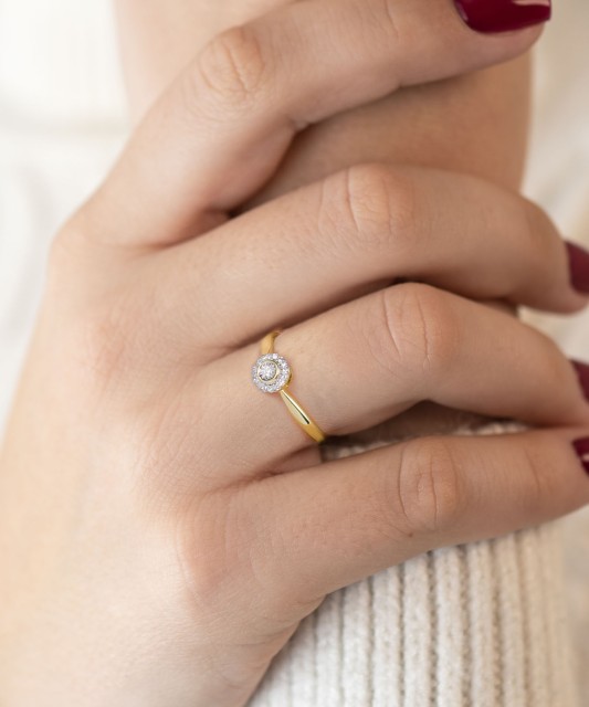 Dzeltena Zelta Gredzens Ar Dimantiem - Goldinga