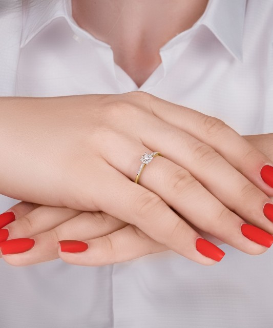 Dzeltena Zelta Gredzens Ar Dimantiem - Goldinga