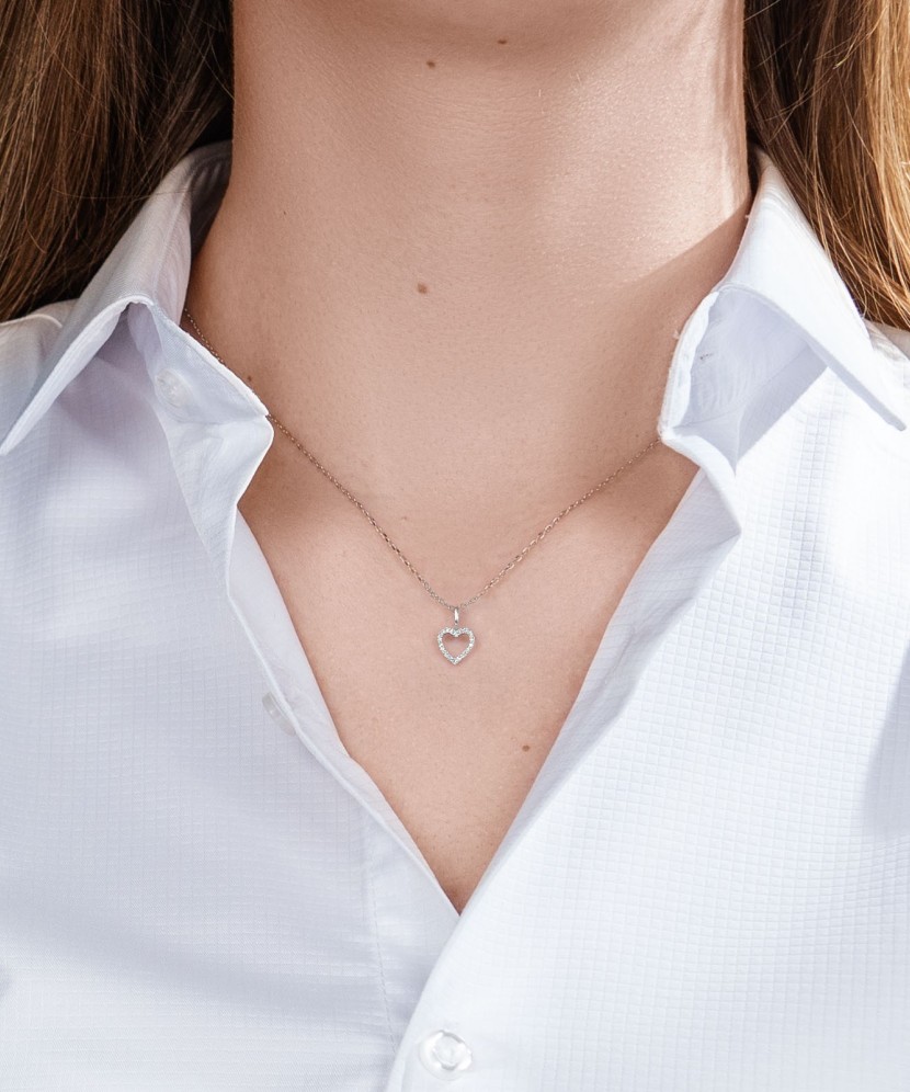 Baltā zelta kulons ar dimantiem "Sirds" - Goldinga