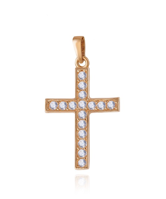 Zelta piekariņš ar cirkonijiem "Krustiņš"