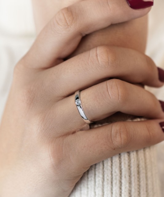 Baltā Zelta Gredzens Ar Cirkoniju - Goldinga