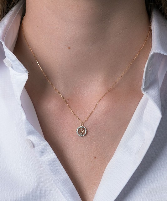 Zelta Ķēdīte Ar Cirkonija Piekariņu "Dzīvības koks" - Goldinga