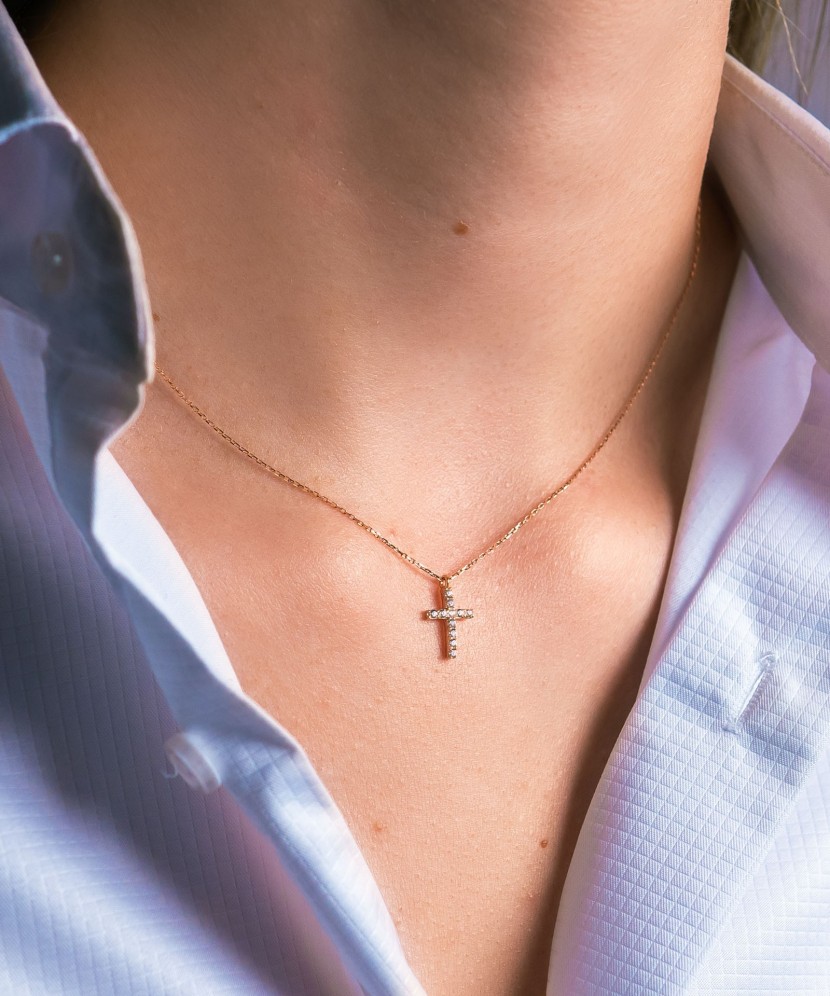 Zelta Ķēdīte Ar Cirkonija Piekariņu "krusts" - Goldinga