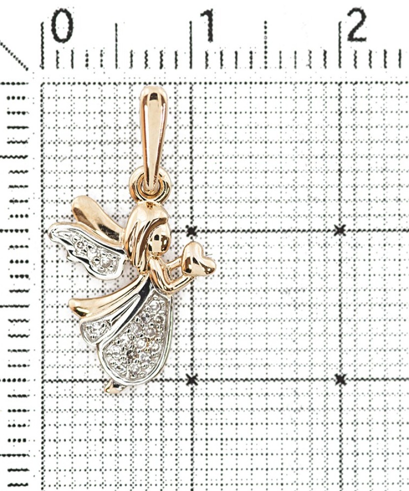 Zelta piekariņš ar briljantiem "Eņģelis" - Kuloni ar dārgakmeņiem - Goldinga